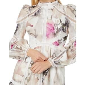 Ted Baker London Dress 4 6 Semi Formal Mini Small Linen Long Sleeve Fleurz $450